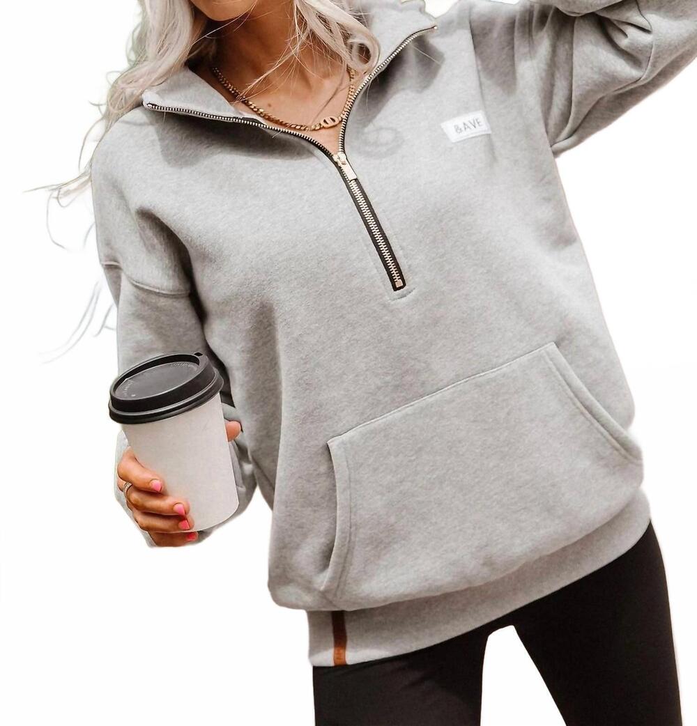 NEW AMPERSAND AVE morning run comfort zone halfzip pullover in grey